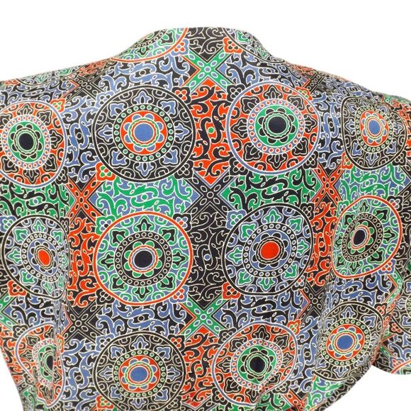 LESLIE FAY Dress, 8, Mandala/Geo print, Pleated Skirt, Shoulder pads, Short slv - Picture 6 of 15